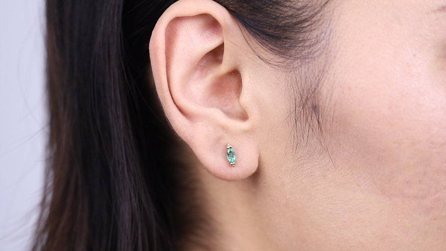 Nora 10K Yellow Gold Marquise-Cut Natural Zambian Emerald Earrings