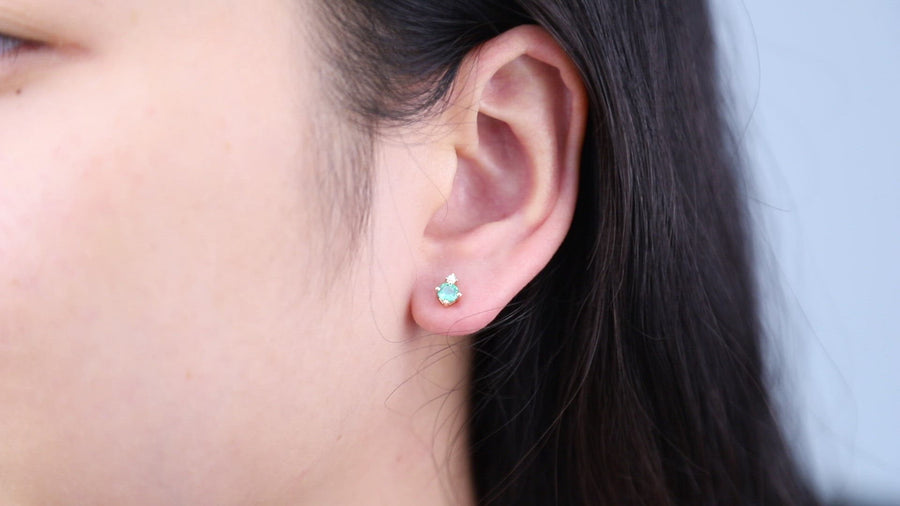 Brynlee 10K Yellow Gold Round-Cut Natural Zambian Emerald Earring