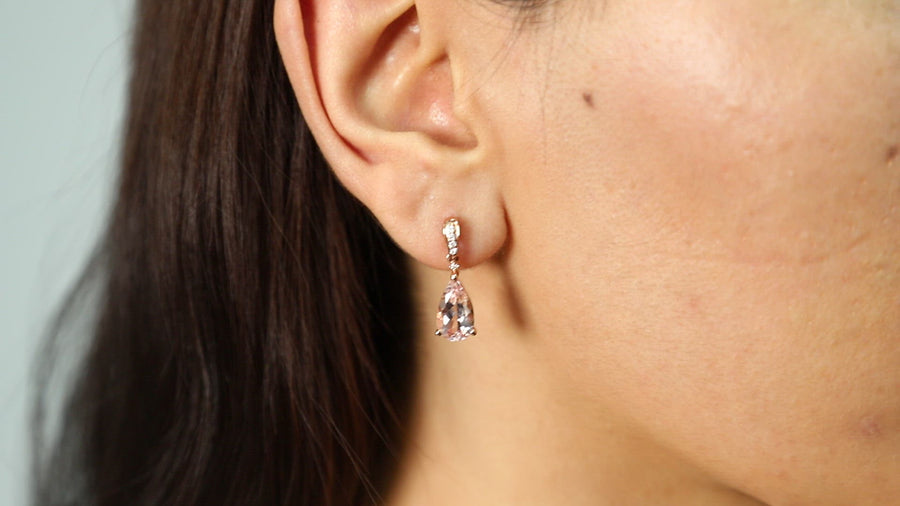 Rachel 10K Rose Gold Pear-Cut Madagascar Morganite Earring
