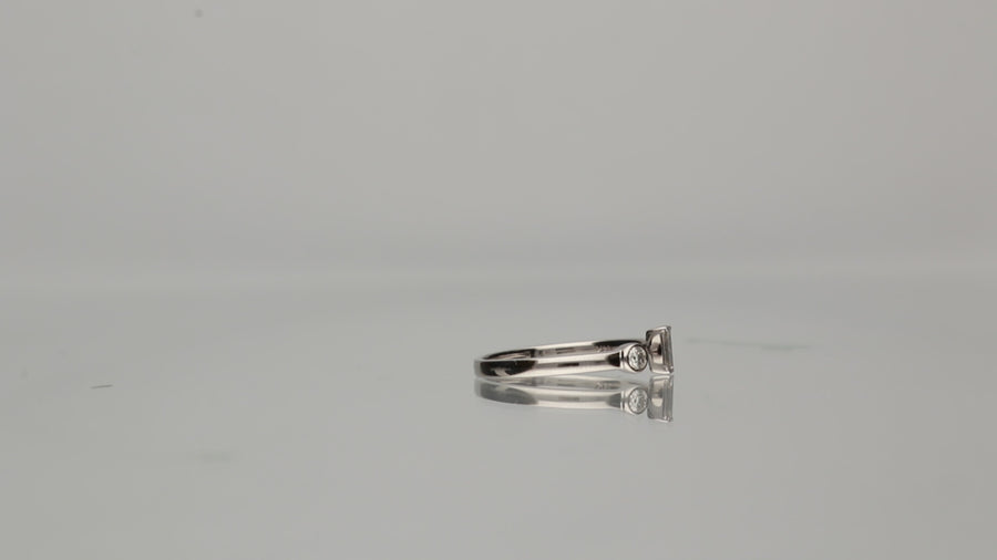 Ella 18K White Gold Emerald-Cut White Diamond Ring