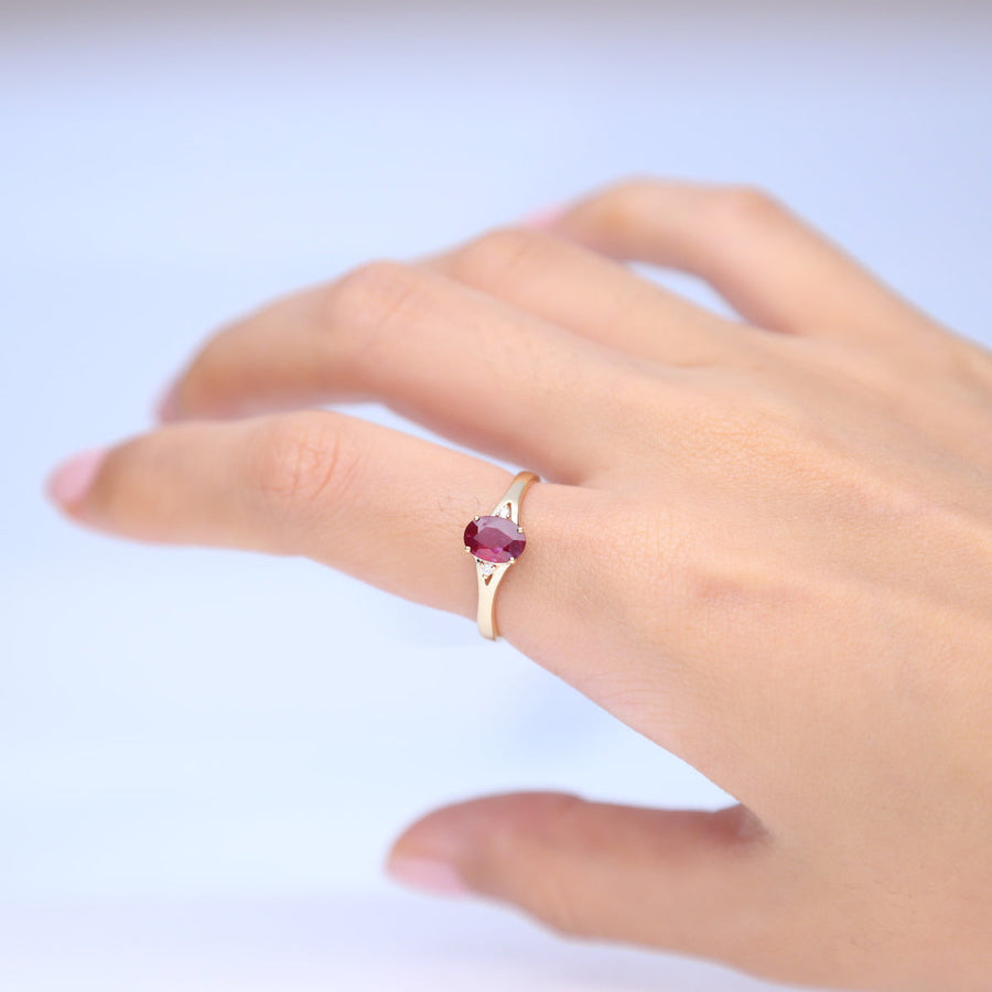Melanie 10K Yellow Gold Oval-Cut Mozambique Ruby Ring