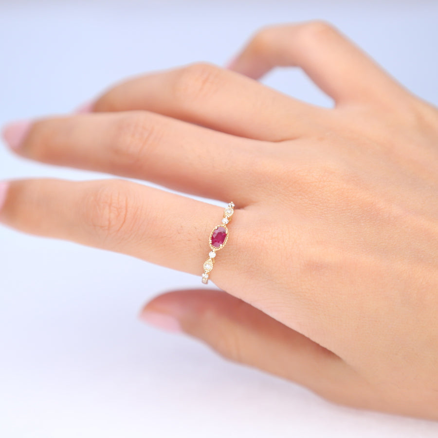 Melina 10K Yellow Gold Marquise-Cut Ruby Ring