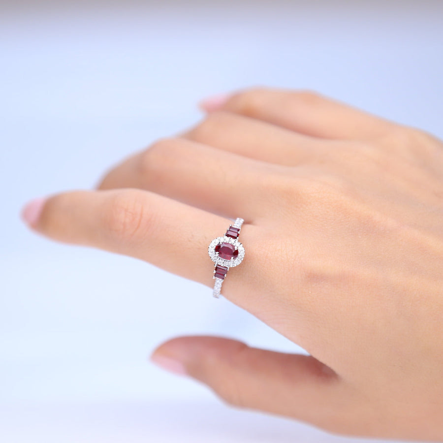 Penelope 10K White Gold Oval-Cut Mozambique Ruby Ring