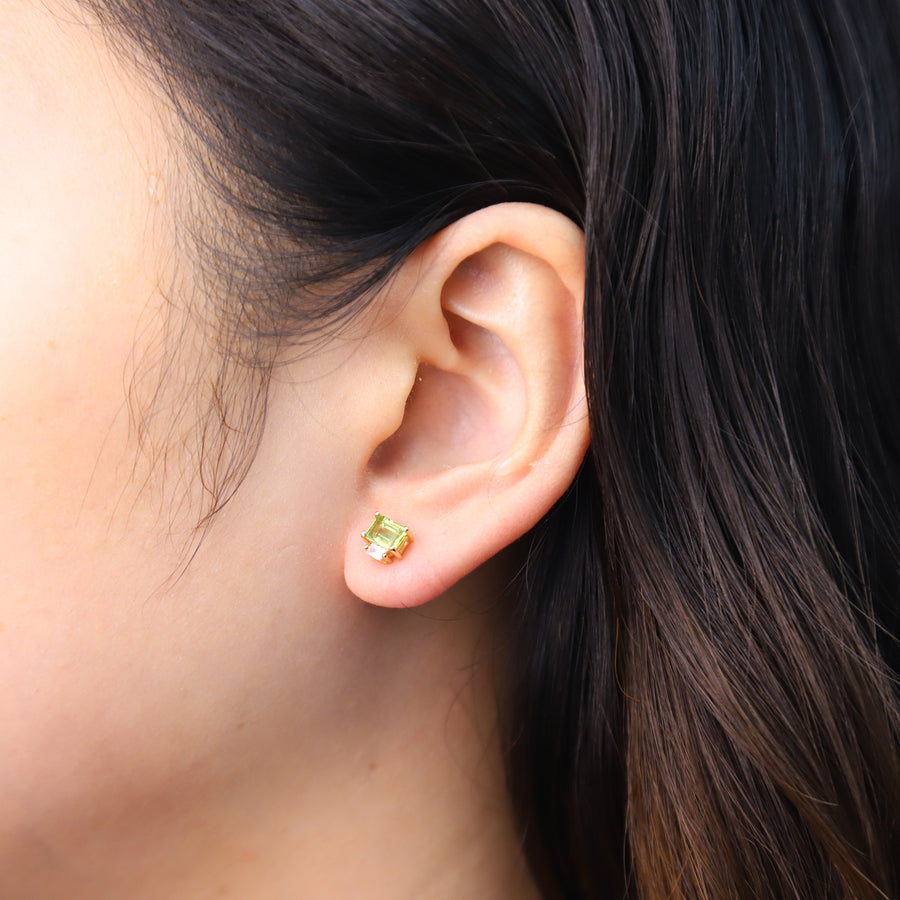 Ashlyn 10K Yellow Gold Emerald-Cut Peridot Earring