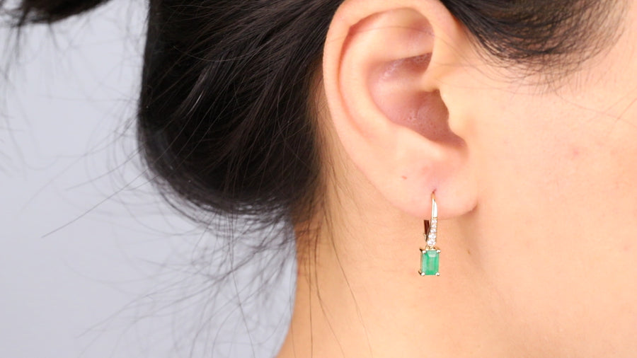 Eva 14K Yellow Gold Emerald-Cut Emerald Earrings