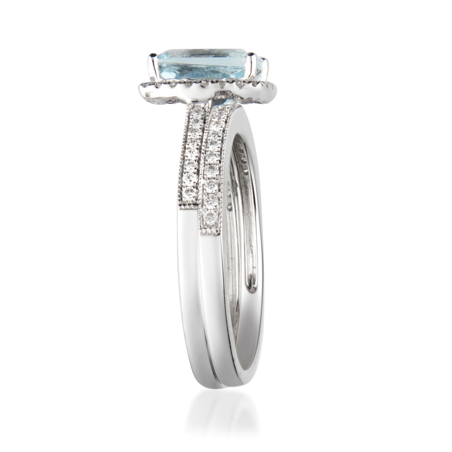 Elsa 14K White Gold Cushion-Cut Aquamarine Ring