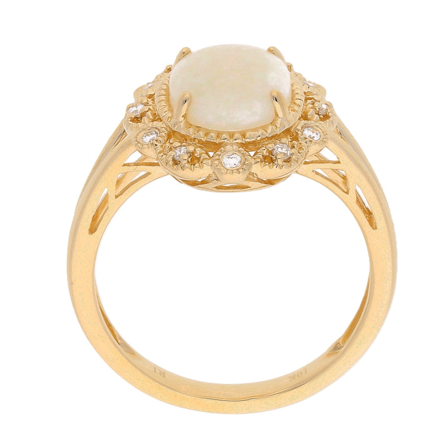 Aleah 10K Yellow Gold Oval-Tab Opal Ring