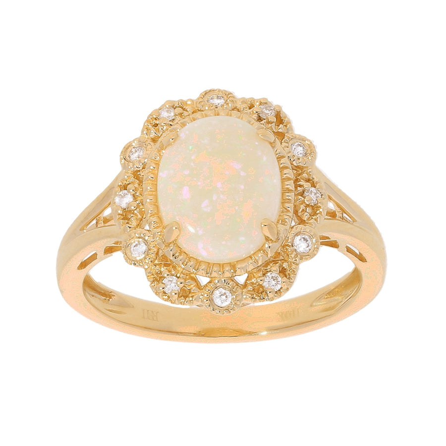 Aleah 10K Yellow Gold Oval-Tab Natural African Opal Ring