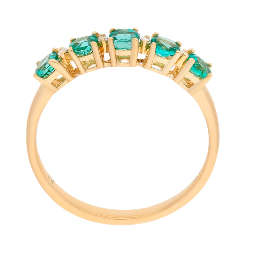 Enchanting Splendor: Esmeralda 10K Yellow Gold Round-Cut Natural Zambian Emerald Ring
